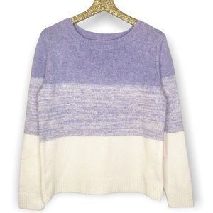 New Cupcakes and Cashmere Womens Sweater Purple Cream Soft Cozy Knit Size Medium